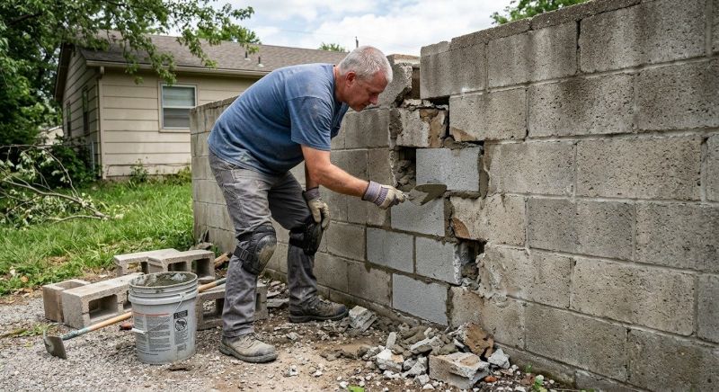 Cinder Block Wall Repair in Higley, AZ